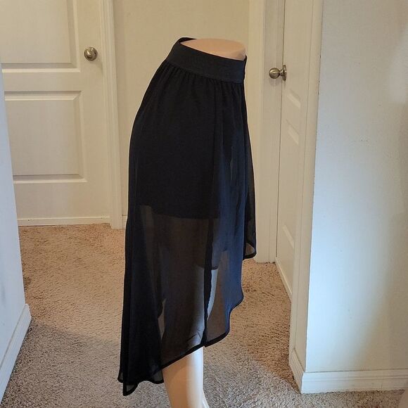 NO BOUNDARIES DOUBLE LAYER IRREGULAR HIGH LOW ELASTIC WAISTBAND CHIFFON SKIRT - Picture 6 of 16